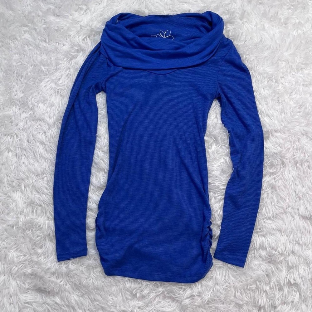 Y2K Electric Blue Cowl Neck Knit Long Sleeve Top Small